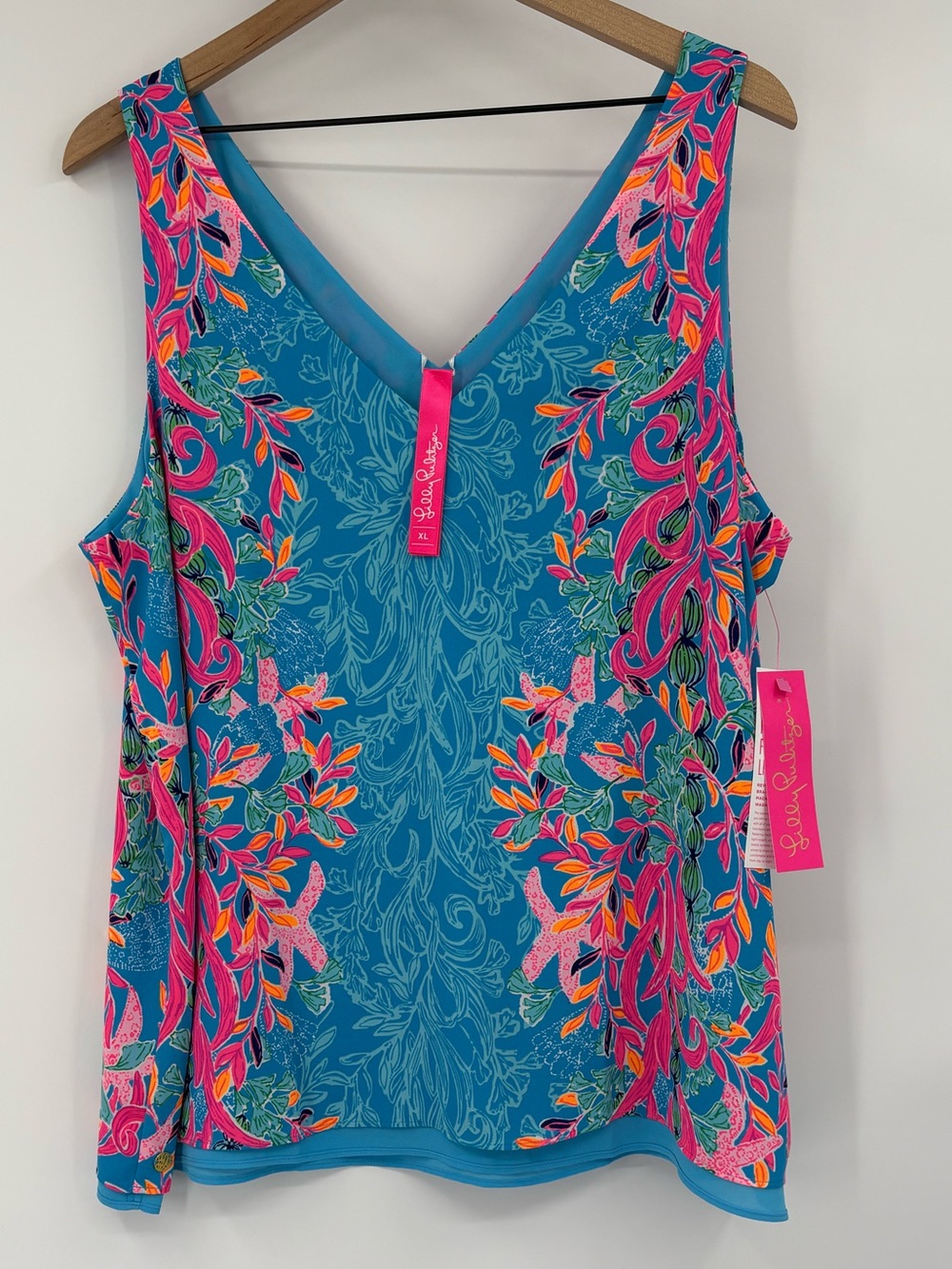 Lilly Pulitzer Florin Reversible Lileeze Tank Top Seaweed Samba Engineer XL NWT - Picture 5 of 14
